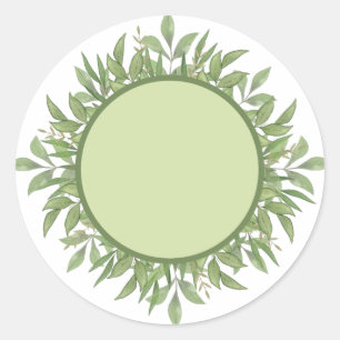 Blauwe ronde waterverf groene bladeren Spice-karab Sticker