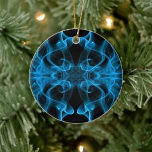 Blauwe rook symmetrische minimalistische zwarte keramisch ornament