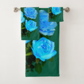 Blauwe roos blauwe bloemen bad handdoek (Insitu)