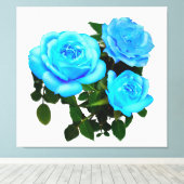 Blauwe roos blauwe bloemen canvas afdruk (Insitu (Houten vloer))