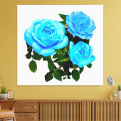 Blauwe roos blauwe bloemen canvas afdruk (Insitu (Woonkamer))