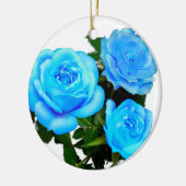 Blauwe roos blauwe bloemen keramisch ornament (Links)