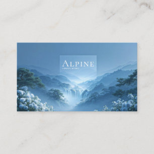 Blauwe Roos Bloemen en Misty Mountain Waterval Visitekaartje