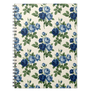 Blauwe Roos Bloempatroon Notitieboek