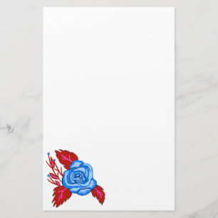 Blauwe Roos Briefpapier