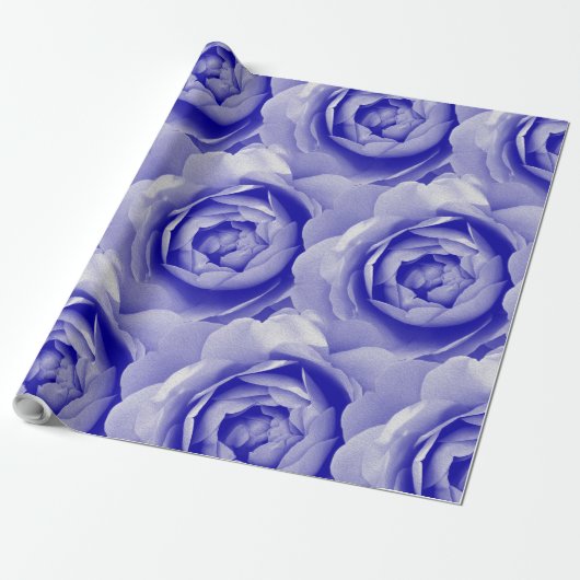 Blauwe roos cadeaupapier (Uitgerold)