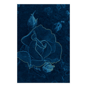 blauwe roos contour perfect poster