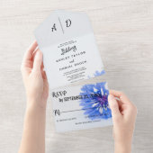 Blauwe roos-griep Alle in één bruiloft uitgenodigd All In One Uitnodiging (Afscheurbaar)