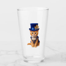 Blauwe Roos Hoedje Kat Drinkglazen