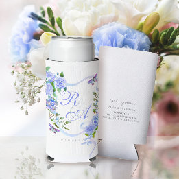 Blauwe Roos Lint Monogram Blikkoeler