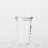 Blauwe Roos Lint Monogram Bruiloft Acryl Drinkbeker (Rechts)