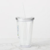 Blauwe Roos Lint Monogram Bruiloft Acryl Drinkbeker (Links)