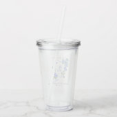 Blauwe Roos Lint Monogram Bruiloft Acryl Drinkbeker (Achterkant)