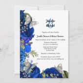 Blauwe roos zilvervlinderbloemkool kaart (Voorkant)