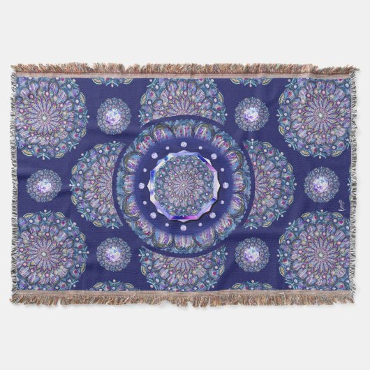blauwe rosace deken (Voorkant)