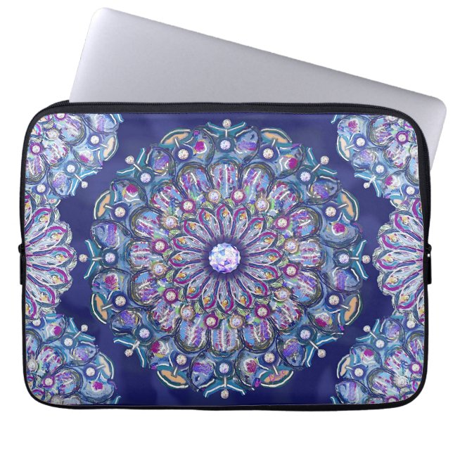 Blauwe rosace laptop sleeve (Voorkant)