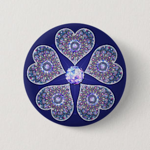 blauwe rosace ronde button 5,7 cm