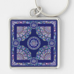 blauwe rosace sleutelhanger