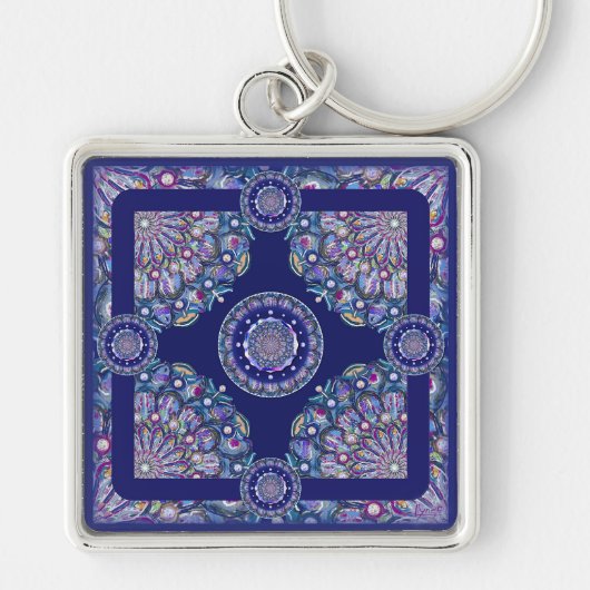 blauwe rosace sleutelhanger (Voorkant)