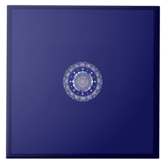 blauwe rosace tegeltje (Voorkant)