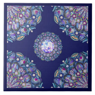 blauwe rosace tegeltje