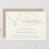 BLAUWE ROSARY BEADS | BAPTISME-INVITATIE KAART (Voorkant / Achterkant)