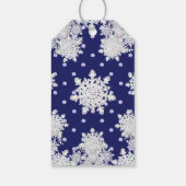 Blauwe rosé en sneeuwvlok cadeaulabel (Achterkant)