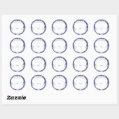 Blauwe rosé en sneeuwvlok ronde sticker (Vel)