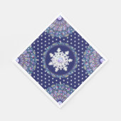 Blauwe rosé en sneeuwvlok servet (Hoek)