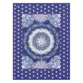 Blauwe rosé en sneeuwvlok tafelkleed