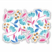 Blauwe roze Abstracte gekleurde Floral Sticker (Voorkant)