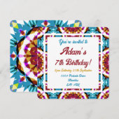 Blauwe roze bruine bruine bruine verjaardag van ki kaart (Voorkant / Achterkant)