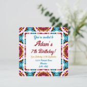 Blauwe roze bruine bruine bruine verjaardag van ki kaart (Staand voorkant)