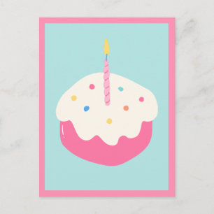 Blauwe roze cake briefkaart