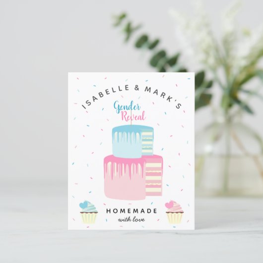 Blauwe roze Cake Gender Diskation Party Invision (Staand voorkant)