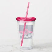 Blauwe roze Chevron Acryl Drinkbeker (Achterkant)