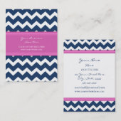Blauwe roze Chevron Retro Visitekaartjes (Voorkant / Achterkant)