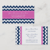 Blauwe roze Chevron Retro Visitekaartjes (Voorkant / Achterkant)