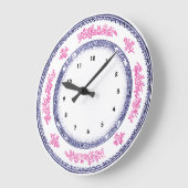 blauwe roze china delft bord klok (Hoek)