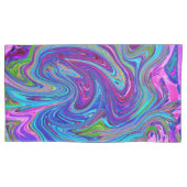Blauwe, Roze en Paarse Groovy Abstracte retroart Kussensloop (Voorkant-Links)