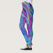 Blauwe, Roze en Paarse Groovy Abstracte retroart Leggings (Links)