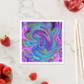 Blauwe, Roze en Paarse Groovy Abstracte retroart Servet (Insitu)