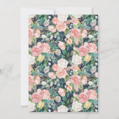 blauwe roze Floral Quinceanera Birthday Kaart (Achterkant)