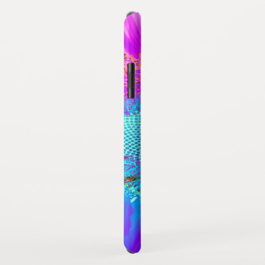 Blauwe roze funky retro zonnebloem Case-Mate iPhone case (Achterkant/rechts)