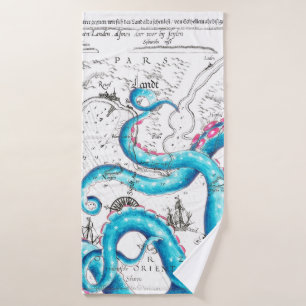 Blauwe roze, gebleekte tentakels Inkt Bad Handdoek