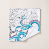 Blauwe roze, gebleekte tentakels Inkt Bad Handdoek (Wasdoekje)