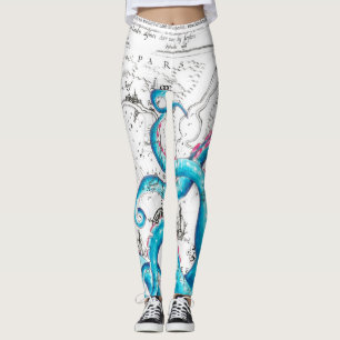 Blauwe roze, gebleekte tentakels Inkt Leggings
