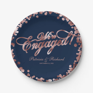 Blauwe Roze Goud We Zijn Verliefd Verloving Feest Papieren Bordje