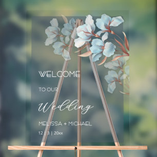 Blauwe Roze Gouden Gelaagde Bloemen Transparant Acryl Bord