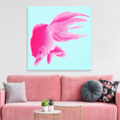 Blauwe roze goudvis Grote moderne Pop Canvas Afdruk (Insitu (Woonkamer))